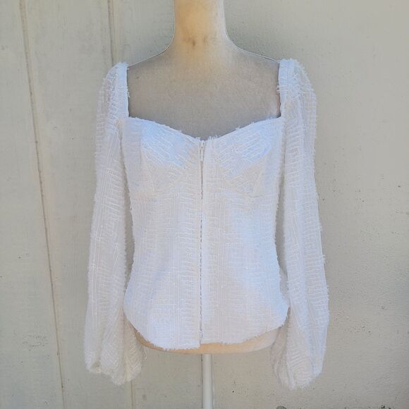 Anne Fontaine puffy sleeve corset top wmns sz 44 - Picture 1 of 10